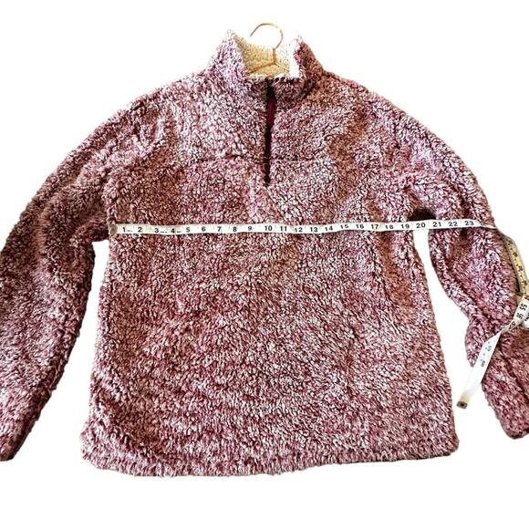 ODDY pink red sherpa popcorn pull over sweatshirt size small - Picture 6 of 7